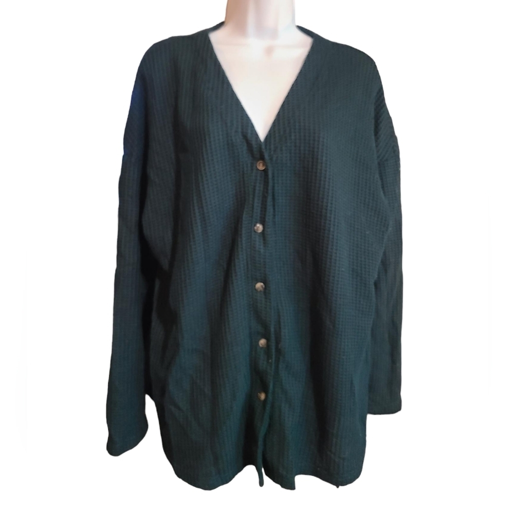 WAFFLE button down cardigan sweater XL